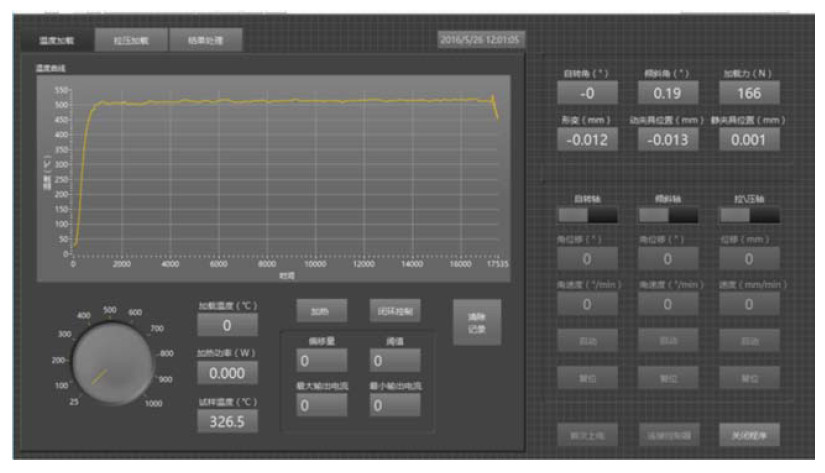 高温拉力试验机温度加载控制控制界面